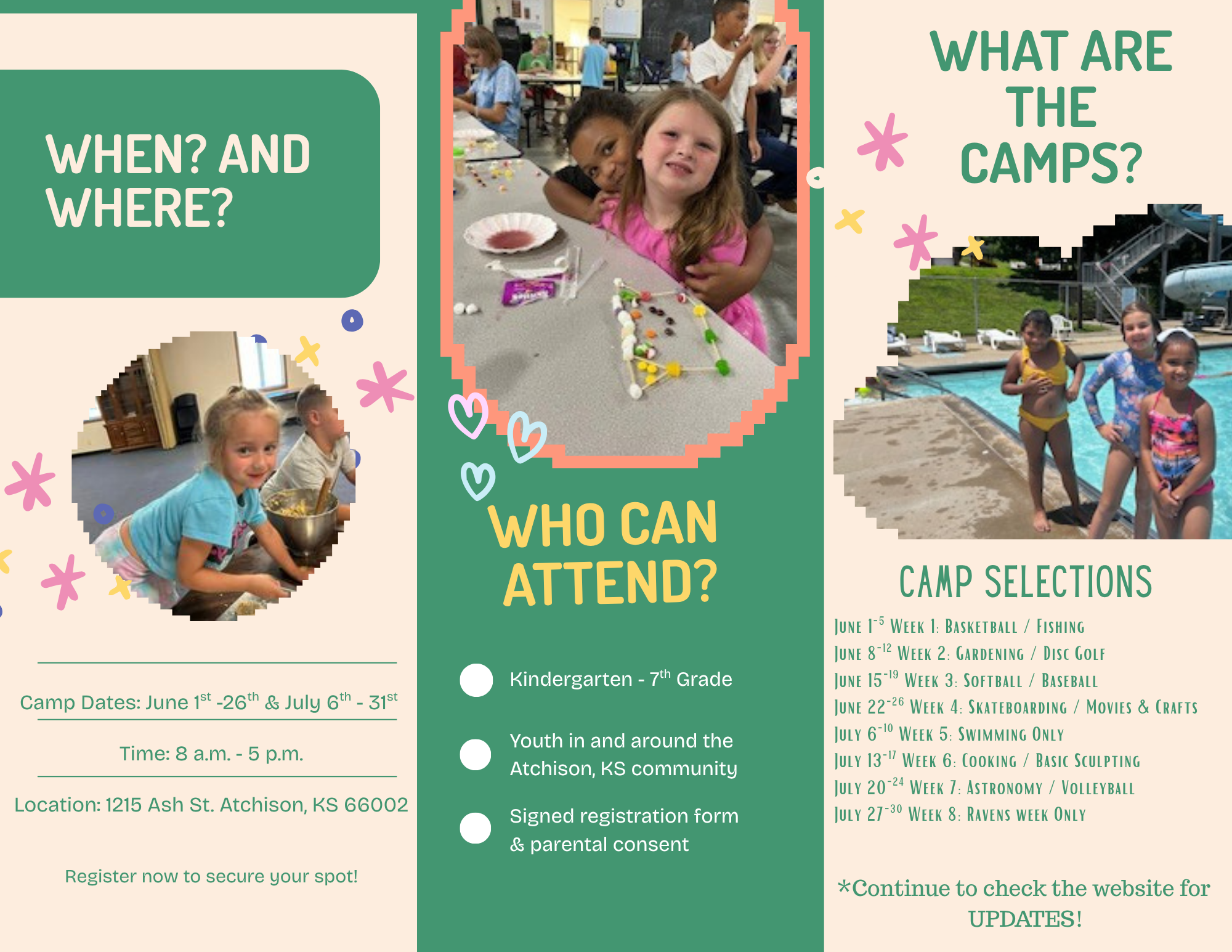 2026 Atchison After School Club summer camp flyer — page 2 of 2